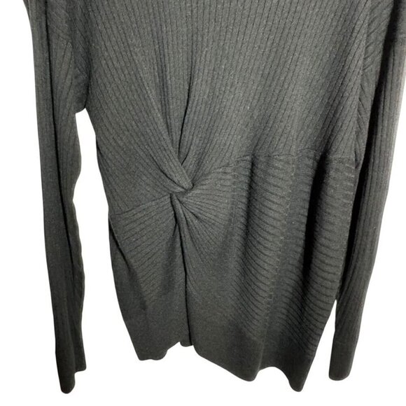 Something Navy womens size small black ribbed sweater gather knotted cashmere - Picture 3 of 7